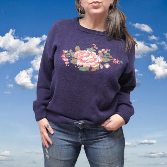 Vintage Sweaters - Vtg Deans of Scotland Intarsia Cottagecore Sweater